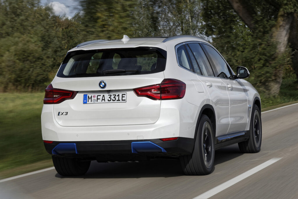 BMW iX3 electric SUV rear moving - EVs Unplugged
