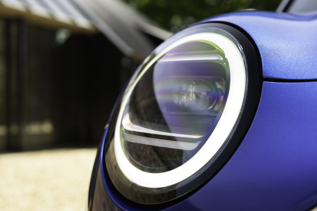 Blue Mini Cooper Electric headlight