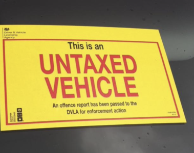 Untaxed vehicle sign