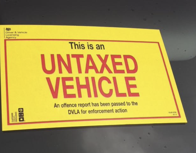 Untaxed vehicle sign