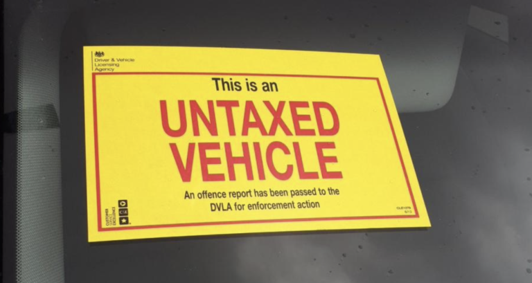 Untaxed vehicle sign