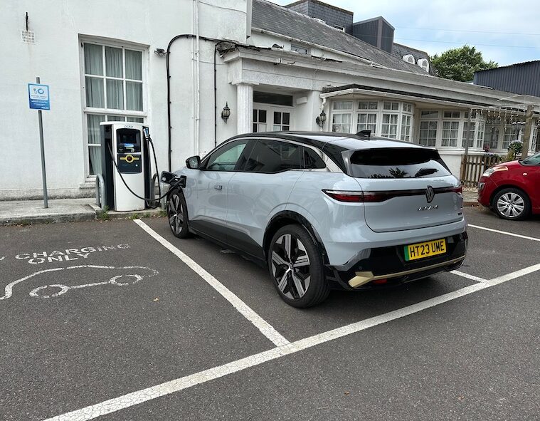 Renault Megane EV charging at hotel