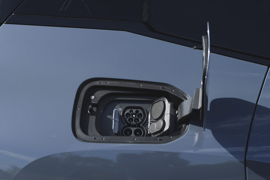 BMW iX EV charging port