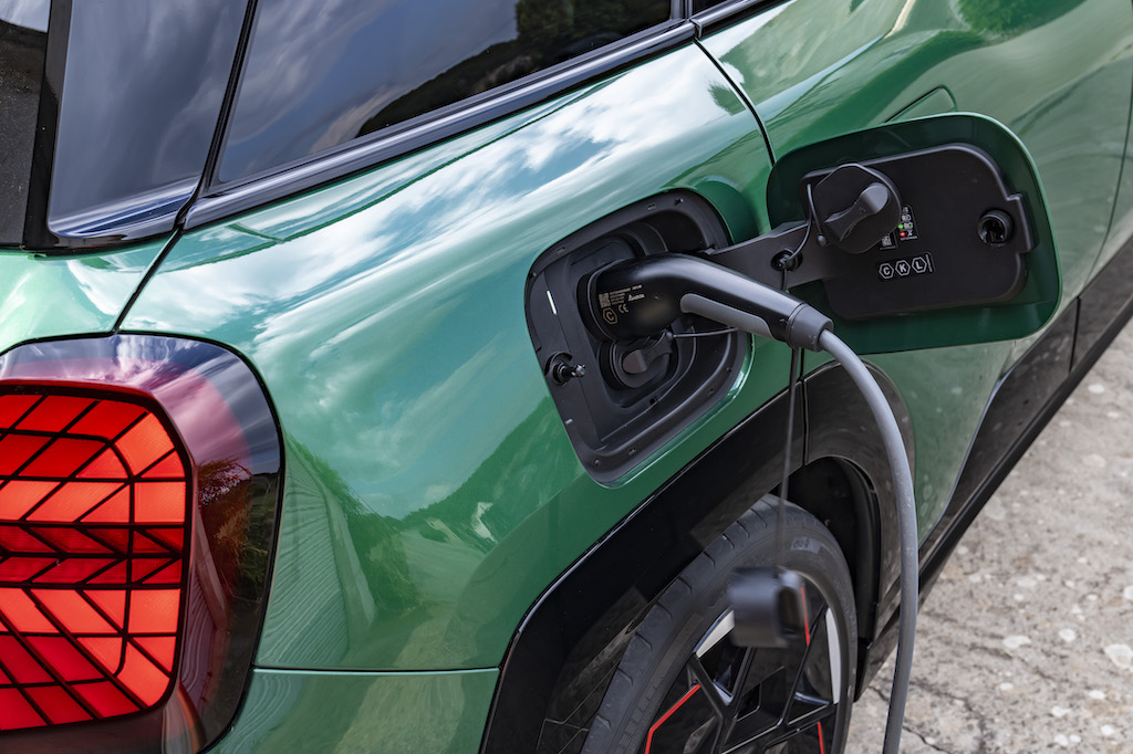 Green Mini Cooper JCW charging