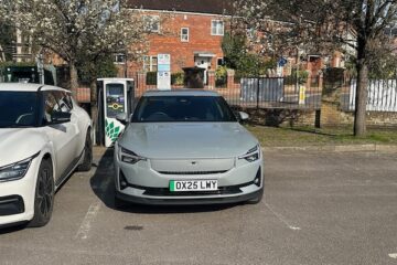 Polestar 2 charging on BP Pulse public EV charger