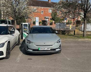 Polestar 2 charging on BP Pulse public EV charger