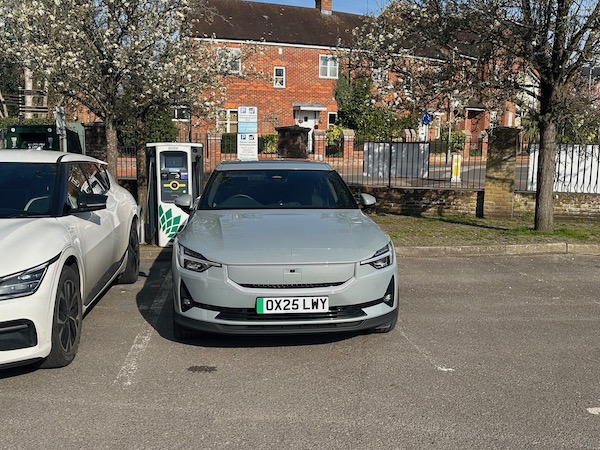 Polestar 2 charging on BP Pulse public EV charger