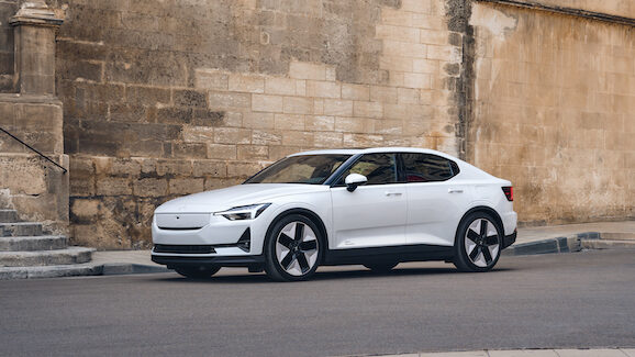 White Polestar 2 front - parked