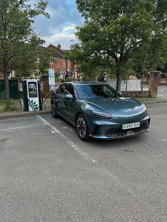 Genesis GV60 at public car charger